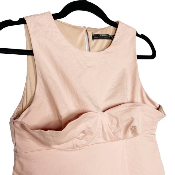 Zara Medium Pink Bustier Bodice Structured Sleeveless Blouse Top Corset Keyhole - Picture 6 of 8